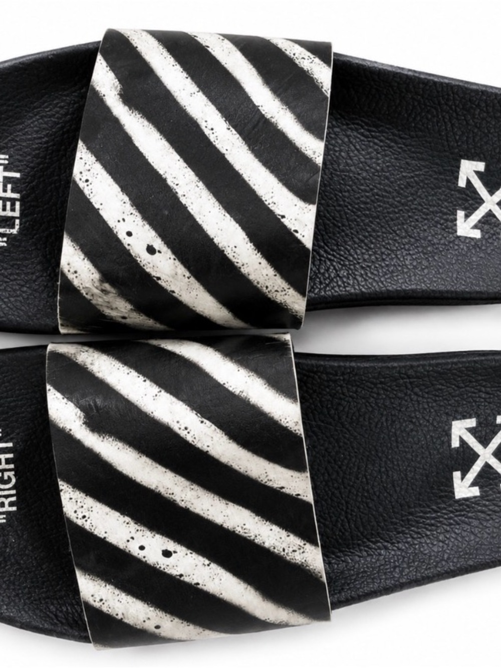 Off White Spray Stripes Slides Black White EU 42 9 us